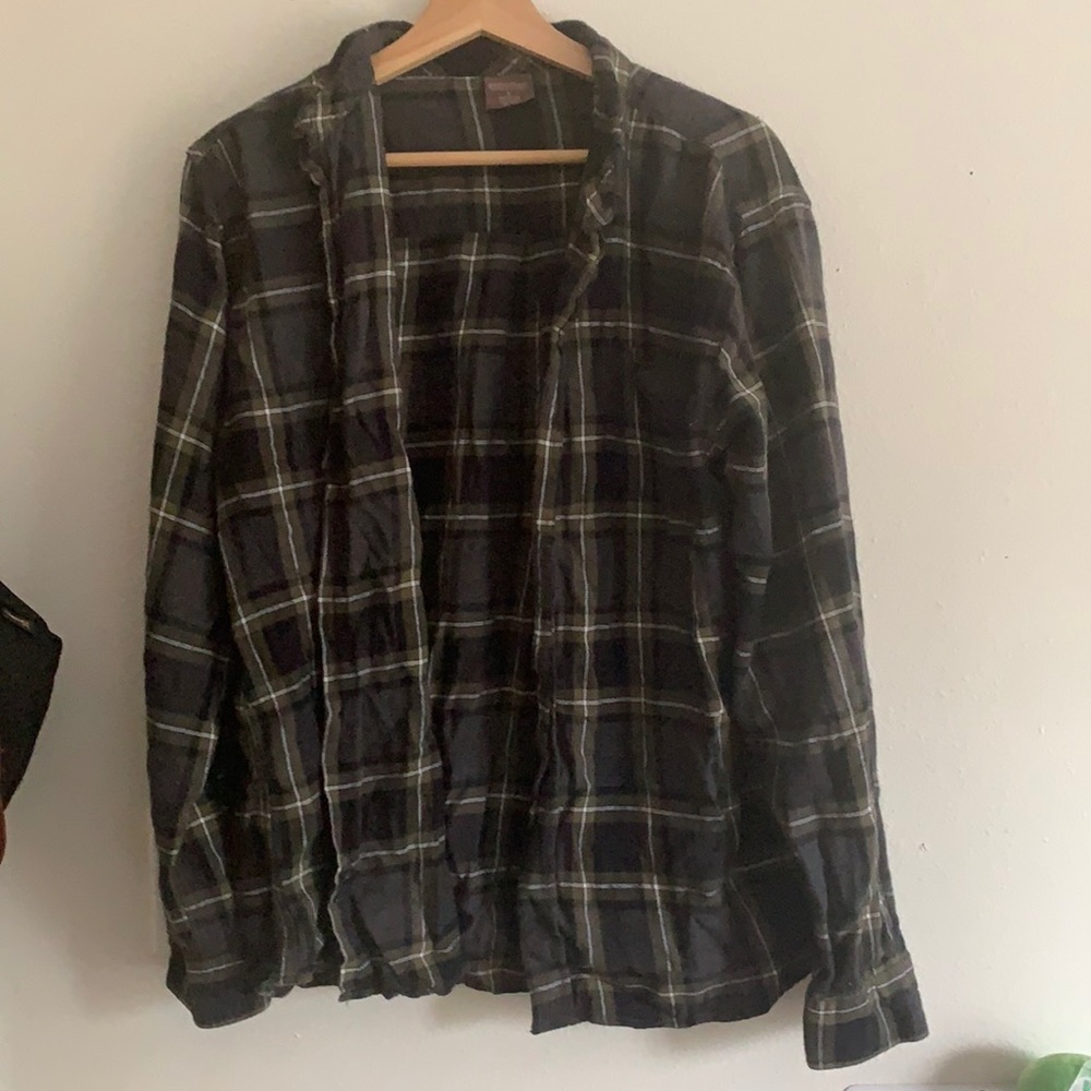 Green and black plaid flannel